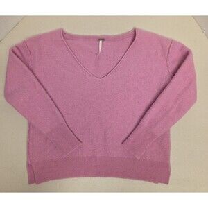 Free People Sweater Women Small Cashmere 100% V-Neck Cropped Fuzzy Pullover Soft